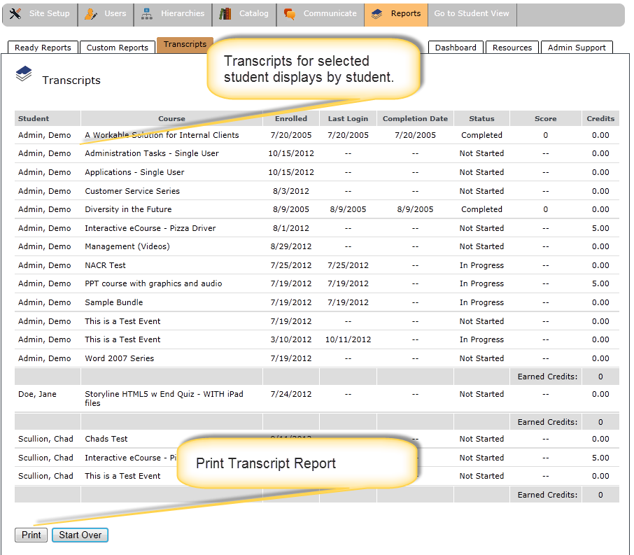 Transcripts